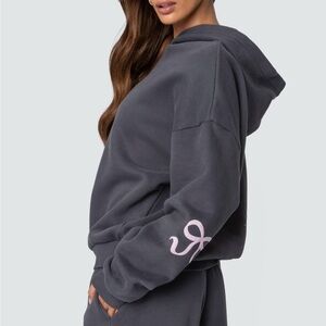 Edikted Gray Oversized Bonney Bow Long Sleeve Hoodie
